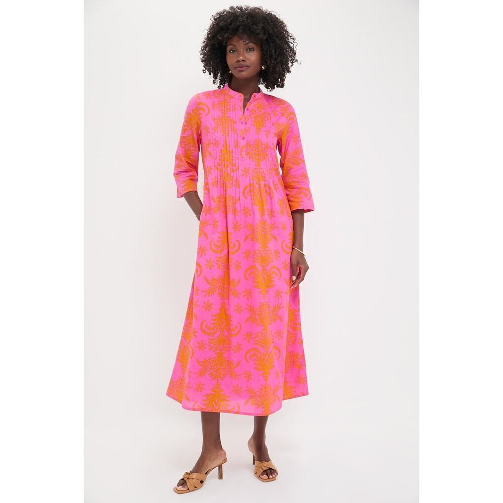 NIMO WITH LOVE Pink Palm Woodruff Embroidered Dress Size L NWT Retail $318